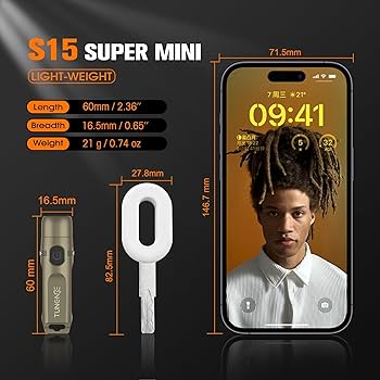 TUNENGE S15 Rechargeable Keychain Flashlight,650 High Lumen